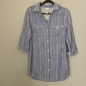 Dotti Cotton Stripe Top Shirt Mini Dress Size M